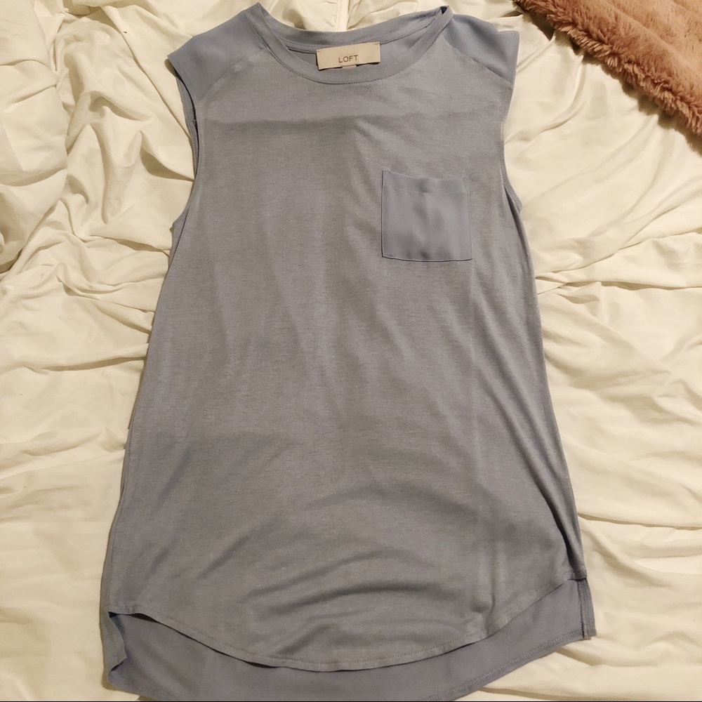 Baby Blue Sleeveless Pocket Blouse